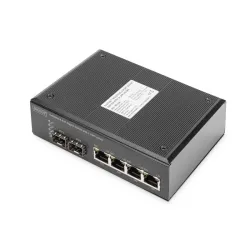 Digitus switch poe di rete gigabit ethernet a 4 porte, industriale, non gestito, 2 uplink sfp