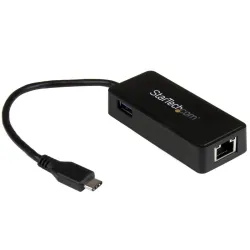 Startech.com adattatore di rete usb-c a rj45 gigabit ethernet con porta usb-a supplementare - usb 3.1 gen 1 - (5 gb/s) - nera
