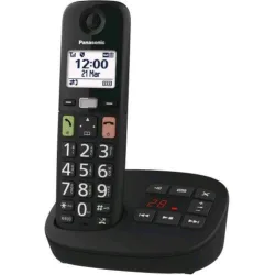 Panasonic kx-tgu130exb telefono cordless dect con segreteria tasti grandi display lcd 2.1 torcia compatibile con apparecchi acustici nero