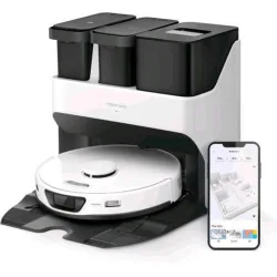 Roborock s7 max ultra robot aspirapolvere lavapavimenti con base autosvuotante/autolavante/autoasciugante/autorigenerante/autopulente 5500 pa prevenzione attiva degli ostacoli, app/controllo vocale bianco
