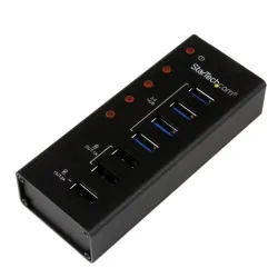 Startech.com hub usb 3.0 alimentato a 4 porte con 3 porte di ricarica usb dedicate (2 x 1a e 1 x 2a) - box esterno in metallo