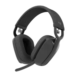 Logitech zone vibe 100 cuffie wireless over-ear leggere con microfono con eliminazione del rumore auricolare bluetooth multipoint compatibile con teams google meet zoom mac pc grafite