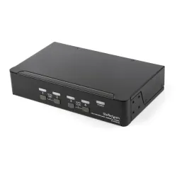 Startech.com switch kvm displayport a 4 porte - 4k 60hz - schermo singolo - switch kvm usb uhd dp 1.2 a doppia porta - hub usb