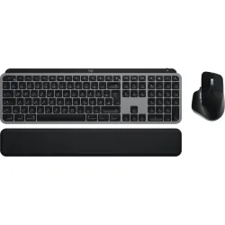 Logitech mx keys s combo for mac tastiera mouse incluso casa/ufficio rf senza fili + bluetooth qwertz tedesco alluminio, nero