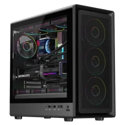 Itek case meshcore 36b gaming tower atx 4x14cm argb fan 2xusb3 type-c temp glass side panel