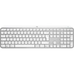 Logitech mx keys s tastiera rf senza fili + bluetooth qwertz tedesco alluminio, bianco