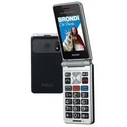 Brondi amico super tv (gunmetal grey) - telefono cellulare per anziani - tasto sos - controllo remoto - doppio display