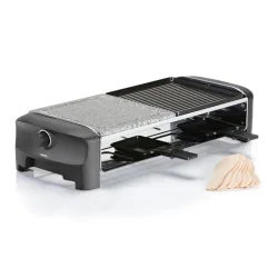 Princess 162820 piastra raclette con piastra in pietra + piastra in alluminio + padelline e spatole colore nero