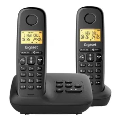 Gigaset start 100a duo con segreteria telefonica telefono cordless dect + aggiuntivo 1.5 vivavoce funzione sveglia blocco chiamate nero