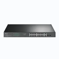 Tp-link jetstream tl-sg1218mp v1 switch non gestito 16 x 10/100/1000 (poe+) + 2 x 10/100/1000 + 2 x combo gigabit sfp - poe+ (250 w) montabile su rack nero