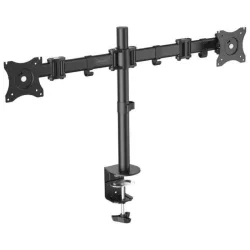 Digitus da-90349 supporto universale per due monitor con supporto a morsetto da tavolo girevole 90°, inclinabile di 30°orientabile a 360° portata massima 2 x 8 kg vesa 100 x 100 colore nero