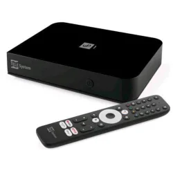 Telesystem up1 smart box decoder digitale terrestre android tv 4k ultra hd dvb-t2 hevc, hdr10+ hlg, av1 certificato netflix, prime video, disney+, chromecast built-in hdmi/scart
