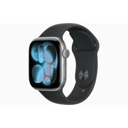 Apple watch series 11 gps 42mm cassa alluminio grigio siderale con sport band nero - m/l