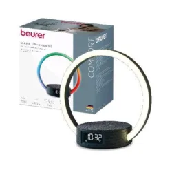 Beurer wl65 sveglia con luce led regolabile simulazione alba e tramonto base di ricarica wireless display touch