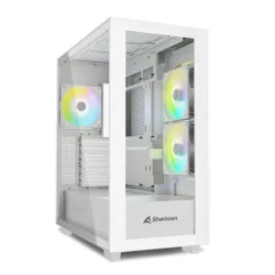 Sharkoon rebel c60 rgb white case atx 4 ventole x 120mm argb pannello laterale e frontale in vetro temperato bianco