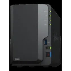 Synology diskstation ds223 nas chassis desktop realtek rtd1619b ram 2gb-2 bay hdd/ssd 2.5/3.5-lan 10/100/1000 mbps colore nero