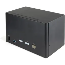 Startech.com kvm switch displayport a 2 porte e 4 monitor - 4k 60hz uhd hdr - kvm per desktop pc 4k dp 1.2 con hub usb 3.0 a 2