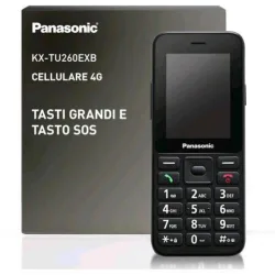 Panasonic kx-tu260exb 4g 2.4 senior phone tasti grandi e tasto sos facile da usare ip44 4g italia black