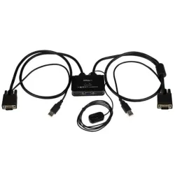 Startech.com switch commutatore kvm usb vga a 2 porte - alimentato via usb con pulsante di commutazione a distanza