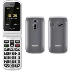 Beghelli slv18n eco dual sim 2.4 easy phone a conchiglia tasti grandi retroilluminati tasto sos blocco chiamate fotocamera torcia radio grigio