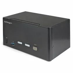 Startech.com kvm switch displayport a due porte e triplo monitor dp - 4k 60hz uhd hdr - kvm dp 1.2 per computer desktop con hub