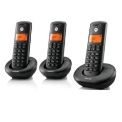 Motorola e203 telefono cordless dect trio con 3 portatili vivavoce tasto non disturbare blocco chiamate nero