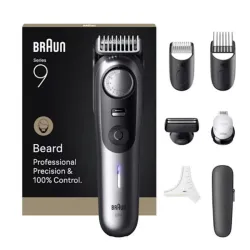 Braun beardtrimmer 9 bt9520 regolabarba batteria 52 2 cm bagnato e secco nero, grigio