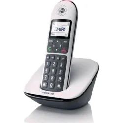 Motorola cd5001 cordless senior tasti grandi retroilluminati ampio display retro in gomma antisicivolo vivavoce blocco chiamate compatibile con aparecchi acustici modalita` notturna nero/bianco