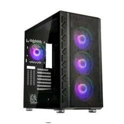 Kolink citadel mesh argb case midi tower minitx/matx/atx/e-atx pannello centrale mesh pannello laterale in vetro temperato 2xusb-a 3.0 1xusb-a 2.0 1xusb -c 3.2 4xventole rgb 120mm black