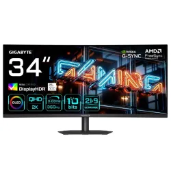 Gigabyte mo34wqc36 monitor gaming curvo 34 wqhd - 3440 x 1440, 360hz, 0.03ms, kvm, 300 cd/m², freesync premium pro, displayhdr