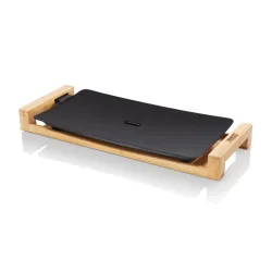 Princess 103026 table chef bistecchiera elettrica da tavolo 2200w piastra in alluminio antiaderente 50x25 cm finitura in bambu` termostato regolabile nero