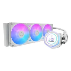 Cooler master dissipatore a liquido atmos ii, 3x120mm argb, kit lcd inc, bianco
