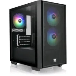 Thermaltake versa h16 tg argb micro tower fontale a rete pannello laterale in vetro temperato 3 ventole argb 120mm black