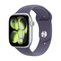 Apple watch series 11 gps 46mm cassa alluminio argento con sport band viola nebbia - s/m