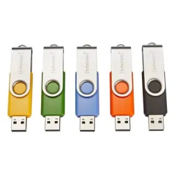 Intenso basic line, 8 gb, usb typ-a, 2.0, 28 mb/s, drehring, schwarz, blau, grun, orange, gelb