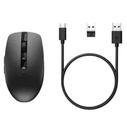 Hp 715 mouse multidispositivo ricaricabile 7 pulsanti senza fili cablato 2.4 ghz bluetooth 3.0 ricevitore wireless usb nero