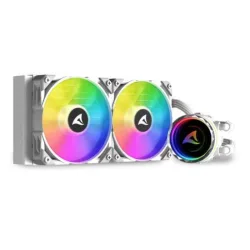 Sharkoon s80 argb dissipatore a liquido all-in -one per cpu intel amd 2xventole pwm rgb radiatore da 240mm bianco