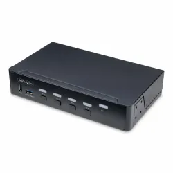 Startech.com kvm switch displayport a 4 porte, monitor singolo 4k 60hz, 6 porte usb, commutazione con pulsanti e hotkey, dp