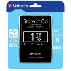 Verbatim hdd esterno 1.000gb usb 3.0 2.5 5.400rpm colore nero