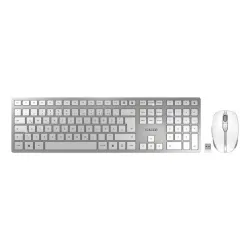 Cherry dw 9100 slim tastiera mouse incluso rf senza fili + bluetooth qwertz tedesco argento