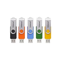Intenso 5 x usb-stick office line, 64 gb, usb-a, 3.2 gen 1x1, bunt, 64 gb, usb typ-a, 3.2 gen 1 (3.1 gen 1), drehring, m