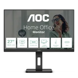 Aoc q27p3cv 27 led ips quad hd 16:9 75hz 4ms contrasto 1.000:1 hub usb hdmi displayport usb-c docking 65w altoparlanti incorporati nero