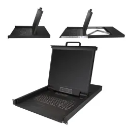Startech.com console kvm per armadio rack - monitor lcd 19\ - kvm switch vga a 16 porte integrato - cassetto kvm 1u montabiole
