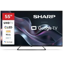 Sharp 55hp6265e - 55 google tv qled 4k - frameless - hdr - audio harman kardon - it - piede centrale