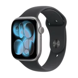 Apple watch series 11 gps 46mm cassa alluminio grigio siderale con sport band nero - s/m
