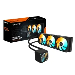 Gigabyte gaming 360 raffreddamento liquido per cpu - 3x120 mm ventole argb, meccanismo di bloccaggio a scorrimento