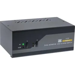 Inline switch kvm desktop , 2 porte, dual monitor, hdmi, 4k, usb 3.0, audio