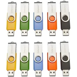 Intenso basic line, 4 gb, usb typ-a, 2.0, drehring, 13 g, schwarz, blau, grun, orange, gelb
