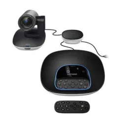 Logitech conference group kit per videoconferenza web cam 30fps zoom 10x + telefono vivavoce + telecomando colore nero