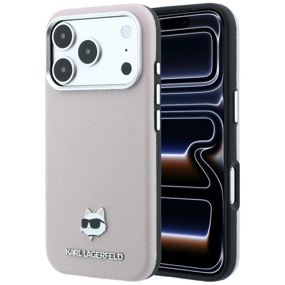 Custodia MagSafe per Apple iPhone 18 Pro / 17 Pro, Karl Lagerfeld, Grained Choupette Head, Rosa — 1